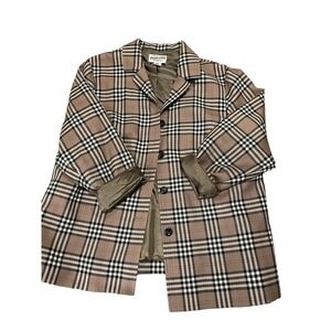 Pendleton Vintage Nova Check Tartan Plaid Wool Long Sleeve Button Blazer Size 14